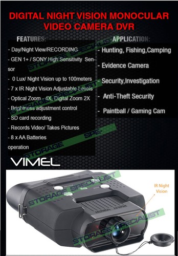 Night Vision Camera Goggles Binoculars Monocular Hunting Digital NV Security 8GB - Picture 2 of 5