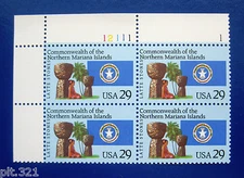 Sc # 2804 ~ Plate # Block ~ 29 cent Mariana Islands Issue (gi30)