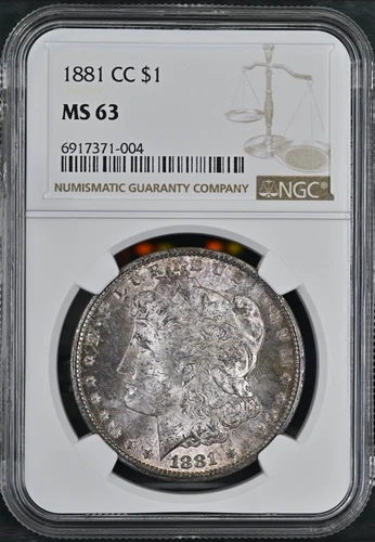 1881-CC Morgan Silver Dollar NGC MS63 - Nice Obverse Color, Blast White Reverse