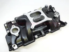 1955-86 SBC Black Alum Square Bore Intake Manifold Small Block Chevy 350 327 383