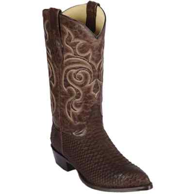 Los Altos Genuine Python Snake Rustic Brown Western Cowboy Boot J-Toe D 99N5707