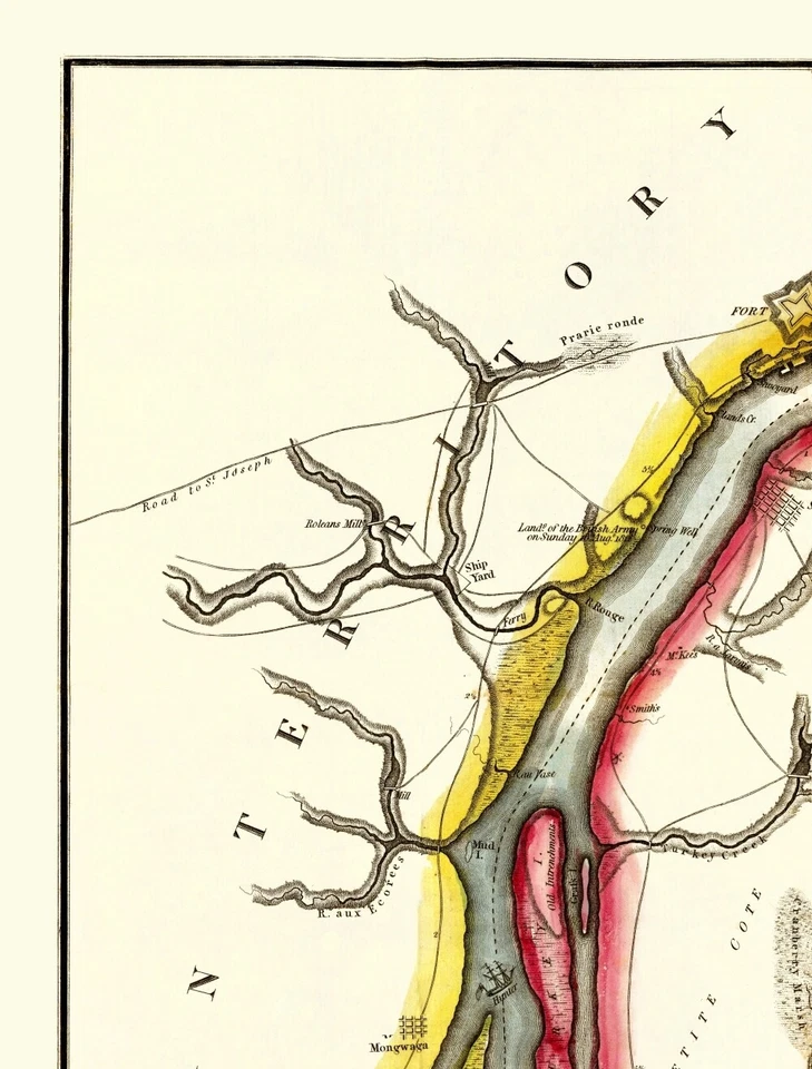 Mapa náutico histórico - Áreas adyacentes al río Detroit - Melish 1813 - 23 x 30,24 Foto 2 de 4