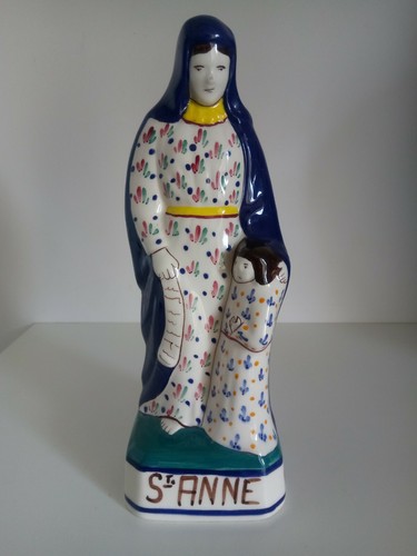 Vintage HB Henriot Quimper St Anne Virgin Madonna Figurine 10"