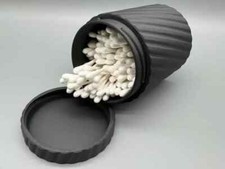 Q-Tip Container with Lid in Modern Design - Black