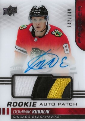2019-20-U.D PREMIER ROOKIE- DOMINIK KUBALIK R.C. AUTO PATCH SP/149  OTTAWA WOW