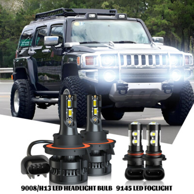 For Hummer H3 Sport Utility 4-Door 3.7L 2006-2010 LED Headlight Fog Light Bulbs