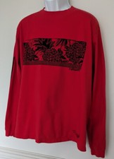 CRAZY SHIRTS HAWAII Mens Long Sleeve Red T-Shirt Size M Crew Neck - Pineapples