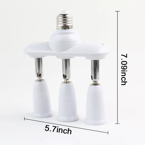 3 in 1 Light Socket Splitter Adjustable 3 Way Adapter E26/E27 Socket Converter - Picture 6 of 11