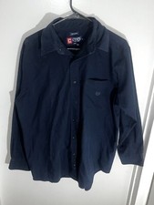 CHAPS MEN'S BLACK DRESS LONG SLEEVE LINEN BLEND SHIRT sz M