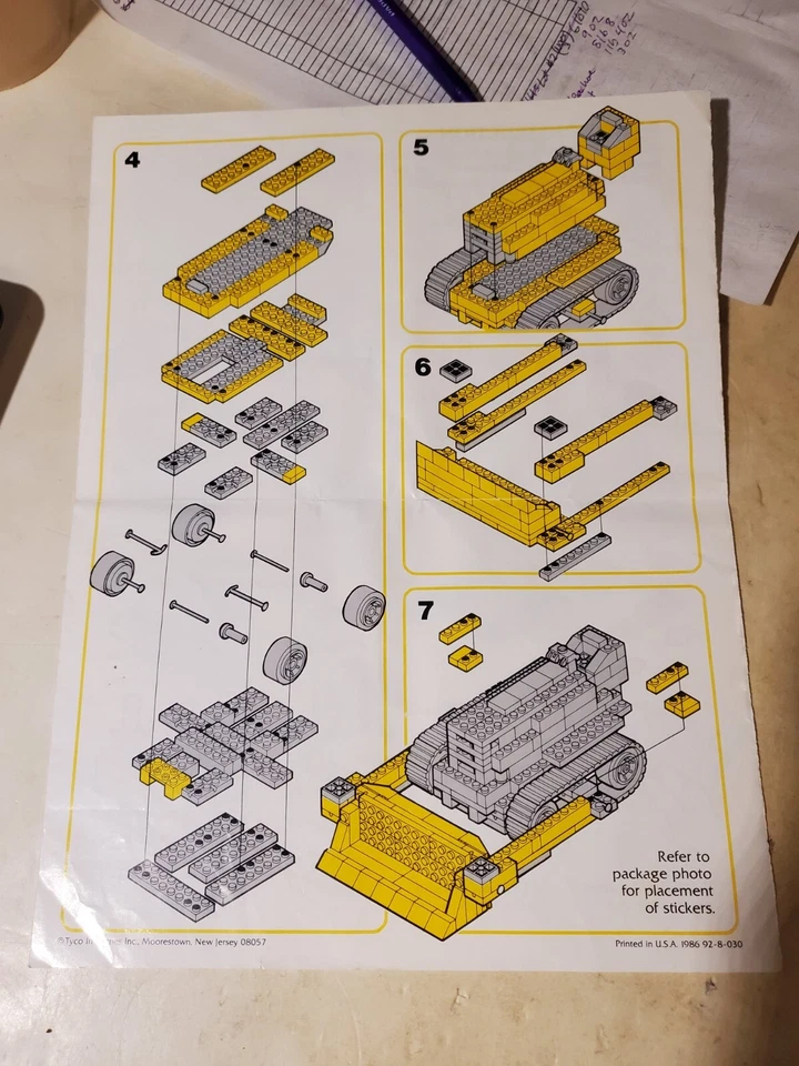 TYCO Super (lego blocks) BullDozer Vintage Custom Set from 1980s - Road Builder - Image 3 of 4