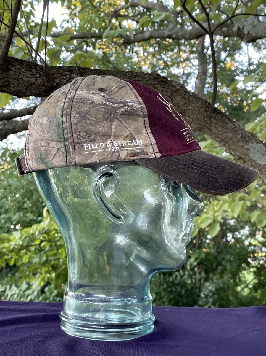 FIELD & STREAM Faux Leather Brim Baseball Cap Hat White Tail Buck