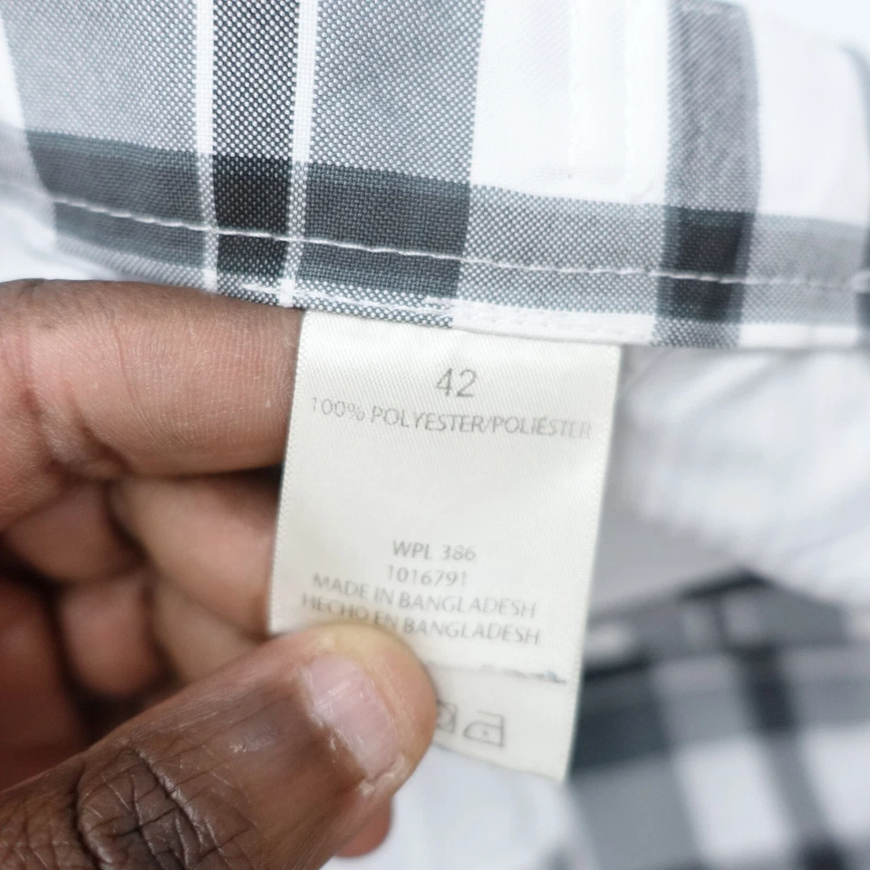 Haggar Shorts Men's 42 Gray White Plaid 100% Polyester Slash Pockets Zip Fly - Image 4 of 4