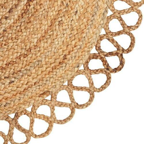 Rug Natural Jute half Circle Design Handmade Reversible Home Decor Floor Mat Rug - Picture 3 of 5