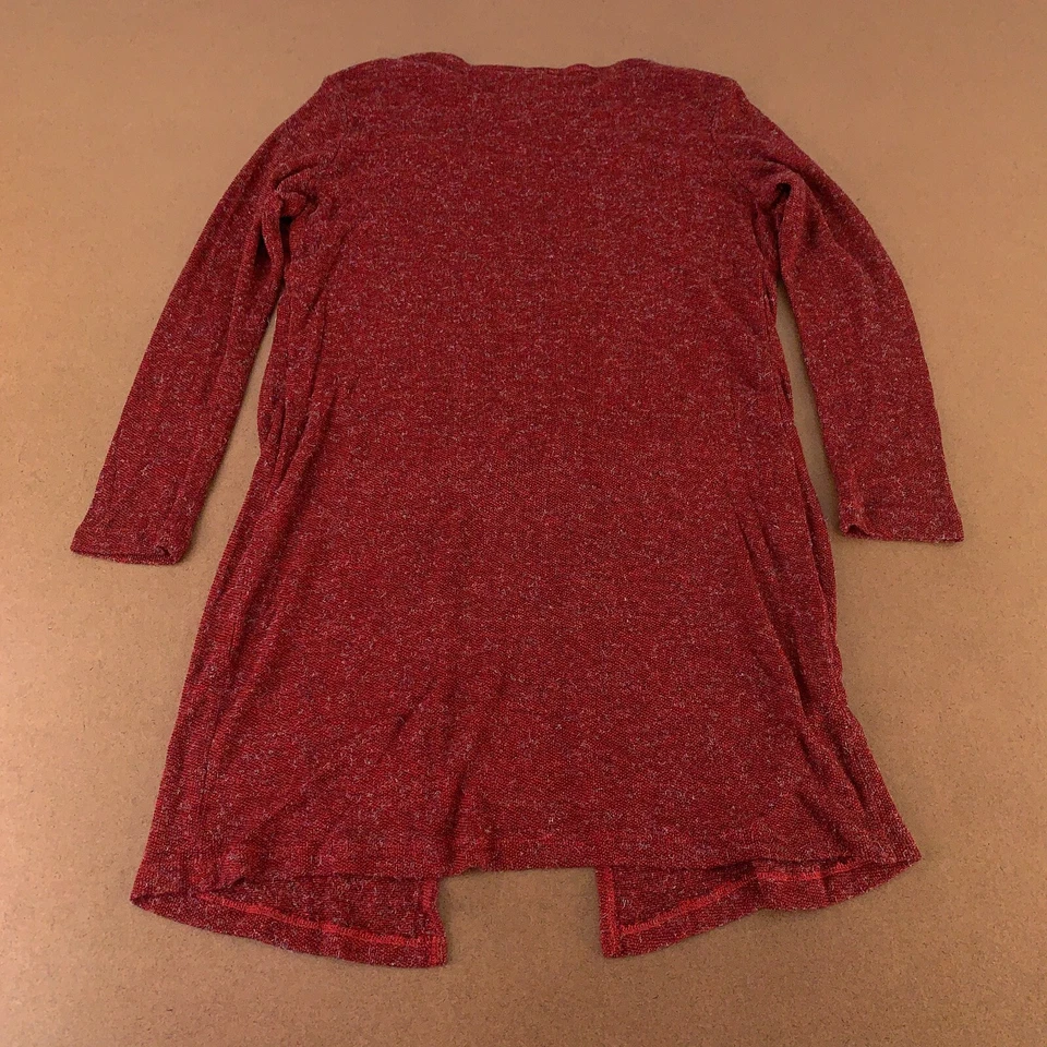 AGB Mujer 12 Rojo Oscuro Tejido Manga Larga Pullover En Capas Top y Cárdigan Largo Foto 3 de 4