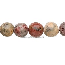 Lot of 50 Round Genuine Leopardskin Jasper Natural Gemstone Loose Beads W/ Hole