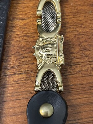 Twiggy Firenze Made In Italy Gold & Silver Leather Thin Belt  display picture 1