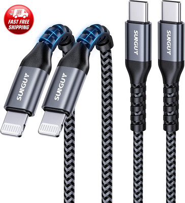 USB-C to Lightning Cable 2FT, 2-Pack [Mfi Certified] Iphone Fast Charging Cable.