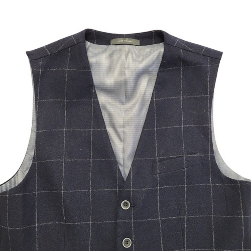 Primark Blue Button 2 Pocket Check Waistcoat Uk Men's Size S 38" - Picture 2 of 4