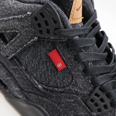 AO2571-001 Nike Levi's Air Jordan 4 Black Denim Blank Tag (Men's