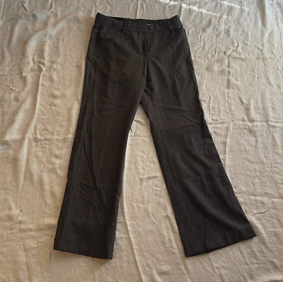 Ellie Tahari - Dark Gray Pinstripe Pants Slacks - Pleated Cuffs Bottom - Medium