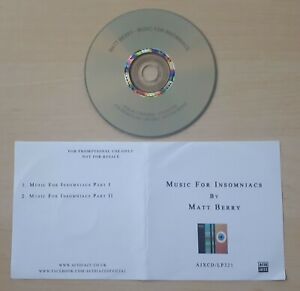 MATT BERRY Music For Insomniacs 2014 UK 2-track promo CD  