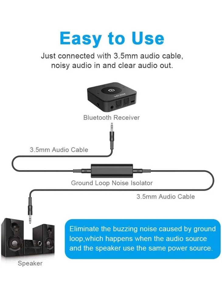 Ground Loop Noise Isolator for Car Audio/Home Stereo System with 3.5mm AUKEY - Image 2 of 4