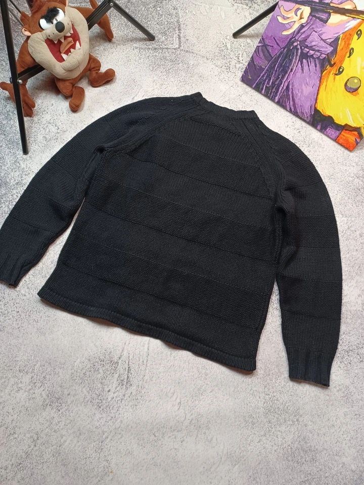 Винтажный ISSEY MIYAKE шерстяная смесь вязаный свитер - черный/темно-синий - размер 3 - Изображение 4 из 4