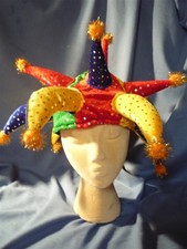 Fancy JESTERS HAT CAP Adult Size it is Stretchy Small-Large Colorful  Sparkly