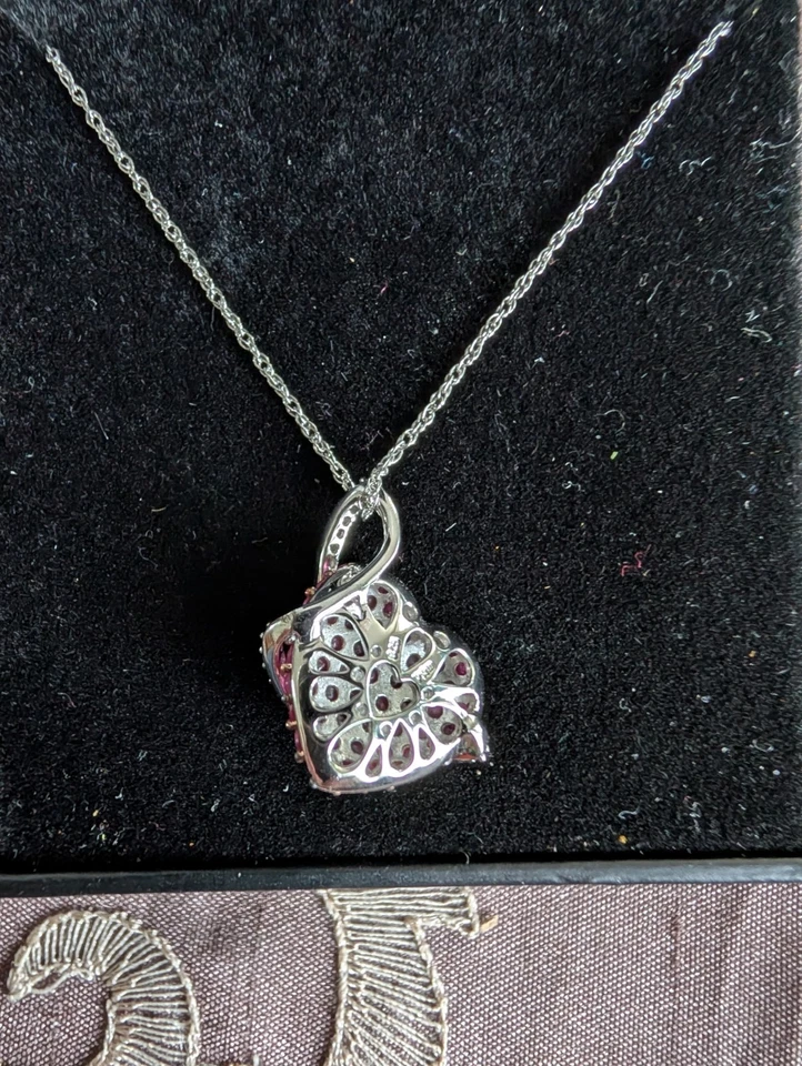 Ruby (2-1/2 ct. t.w.) and Diamond (1/5 ct. t.w.) Heart Pendant in Sterlingsilver - Image 3 of 4