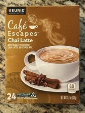 Caf  Escapes Chai Latte 24 Single-Serve K-Cup Pods for Keurig. New 