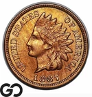 1887 Indian Head Cent Penny, Some Red Brown, BU++