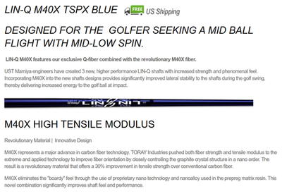 UST Mamiya LIN-Q TSPX M40X Blue 7F4 Wood Shaft S Flex Mid Launch