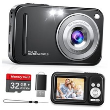 Digital Camera, Autofocus 48MP FHD 1080P Camera for Kids with 16X Zoom Black