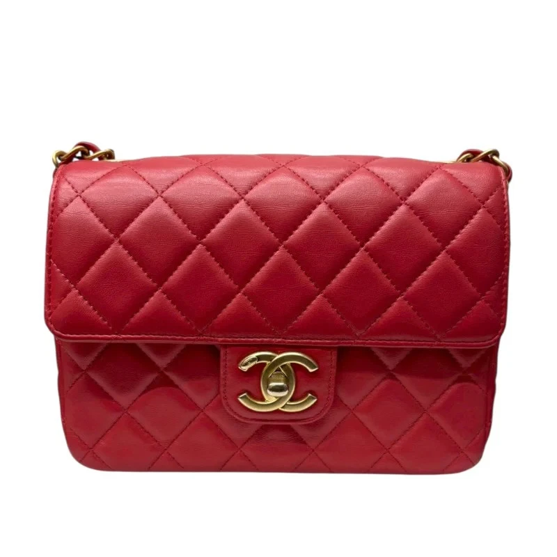 Chanel — CHANEL Matelassé Mini Flap Bag Red Lambskin Shoulder Bag AS3737 #OKB1572