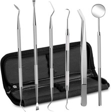 Dental Hygiene Tool Set Stainless Steel Dental Pick and Tweezers, Gum Floss, Too