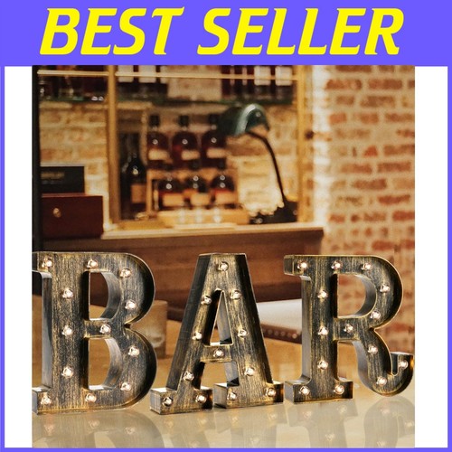 Illuminated Vintage BAR Letters - Portable Sign for Elegant Home Bar ...
