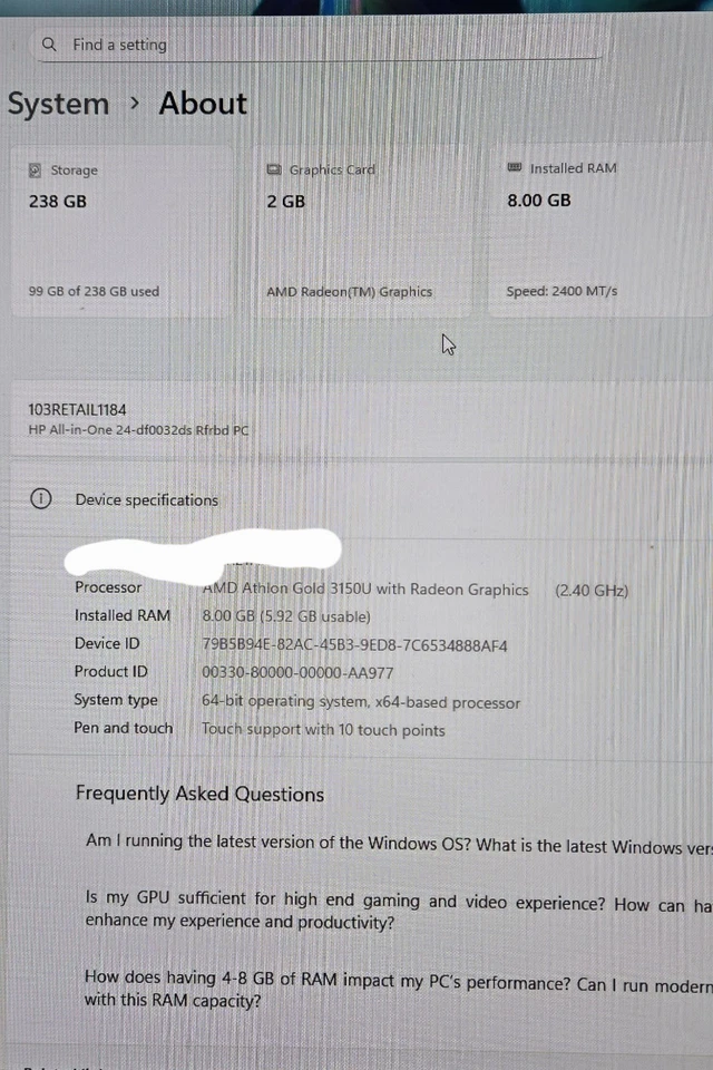 24' HP All In One DF0032DS PC  *USED* - Image 4 of 4