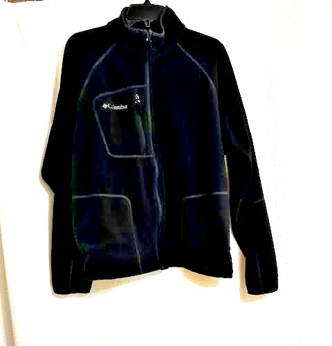 Columbia Fleece Jacket Black Mens Size L, Full Zip, 3 Zippered Pockets