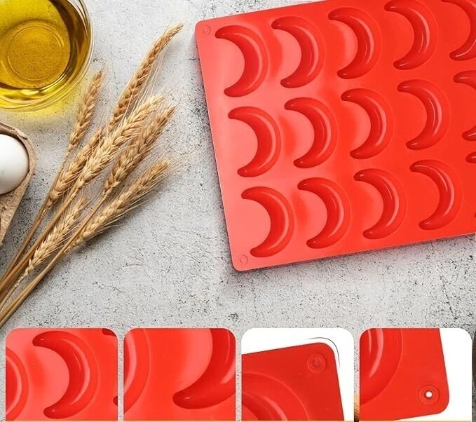 XL Silikon Backform für Vanillekipferl  18 Mulden Hörnchen Halbmond 28 cm - Bild 3 von 4