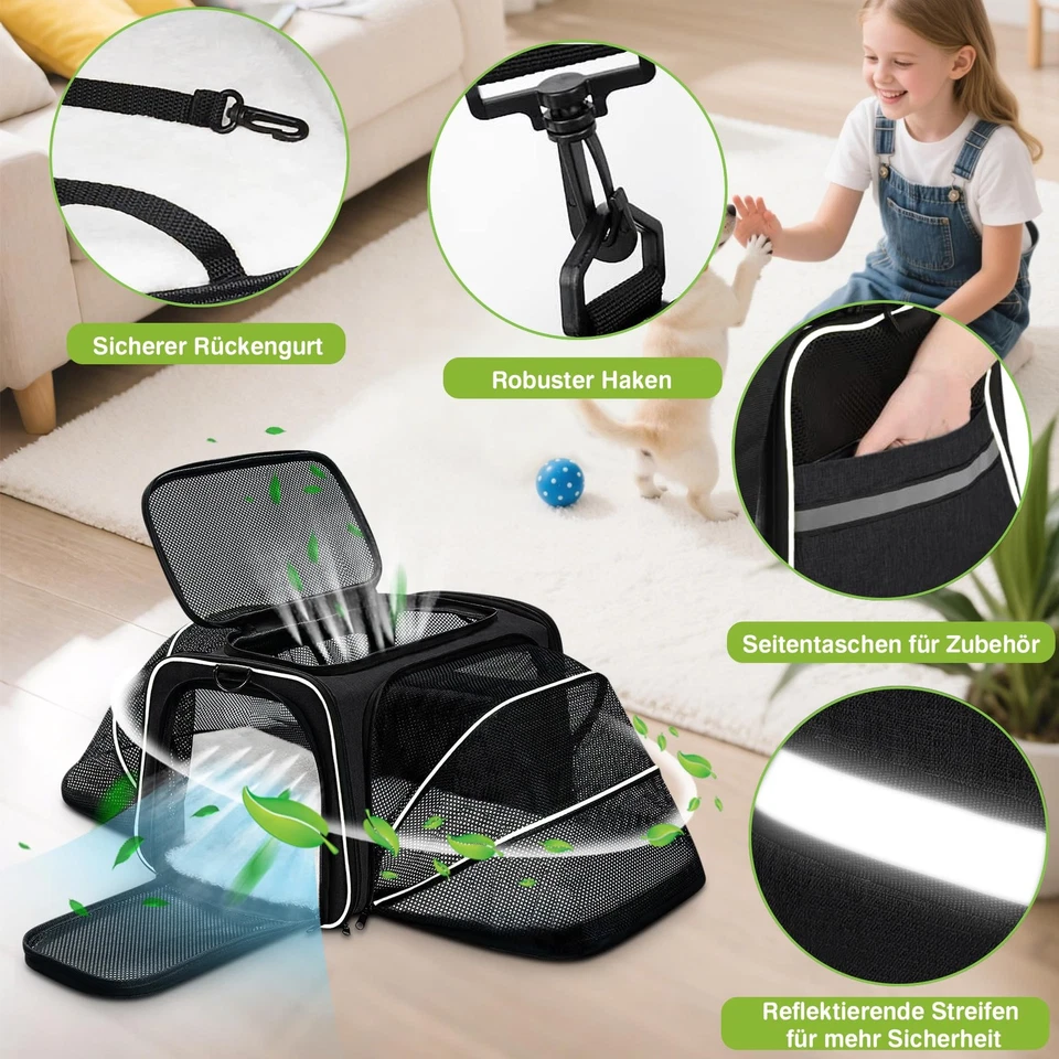 Transportbox für Katzen & kleine Hunde Faltbare und atmungsaktive Tragetasche - Bild 4 von 4