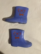 Western Chief Unisex Kids Rain Boots Blue Red Size 10 Bow Glasses Accents
