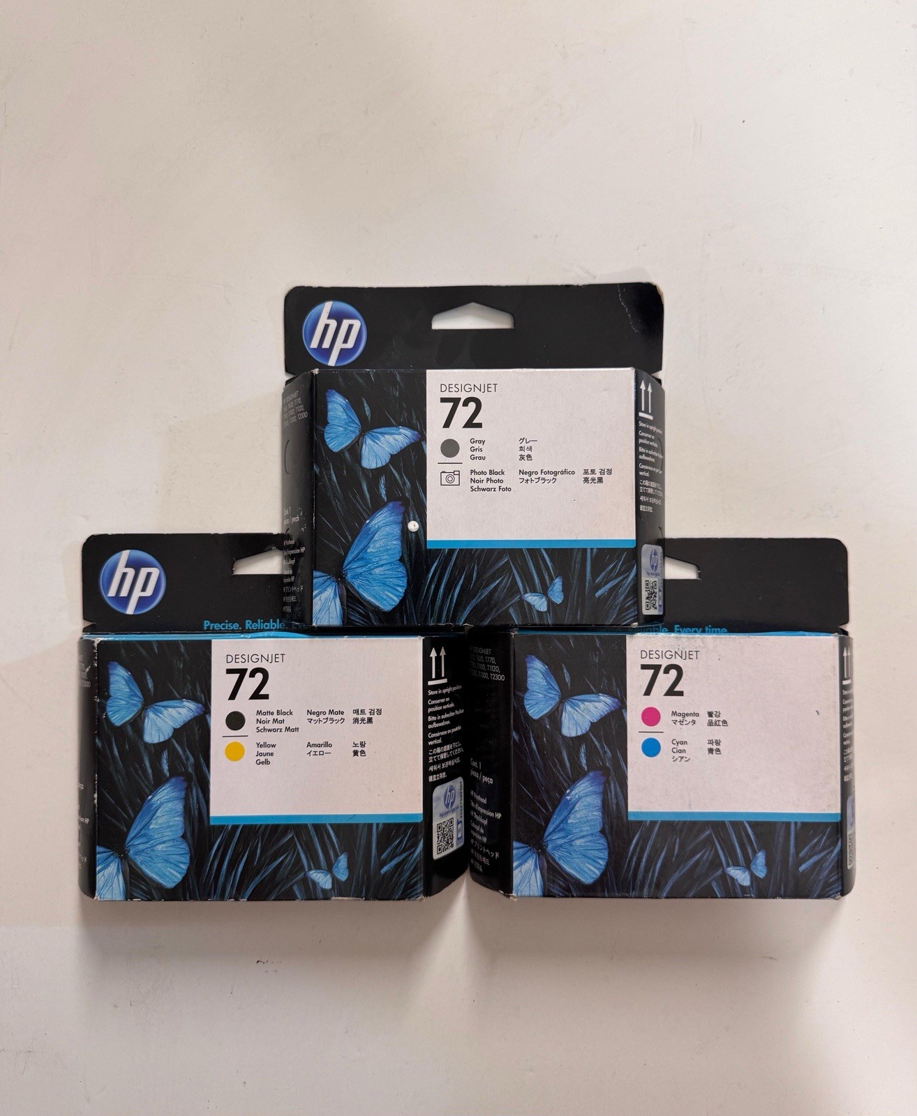 GENUINE SET 3 HP 72 PRINTHEADS DESIGNJET T610 T1100 C9380A C9383A C9384A SEALED
