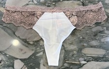 NEW Victoria Secret Dream Angels Lace Trim Thong - Ivory Pinkish Beige Lace XXL