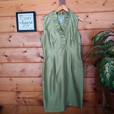 Jessica Howard Cocktail Dress Green Ruffle V-Neck Fit Flare Lined Formal Size 12