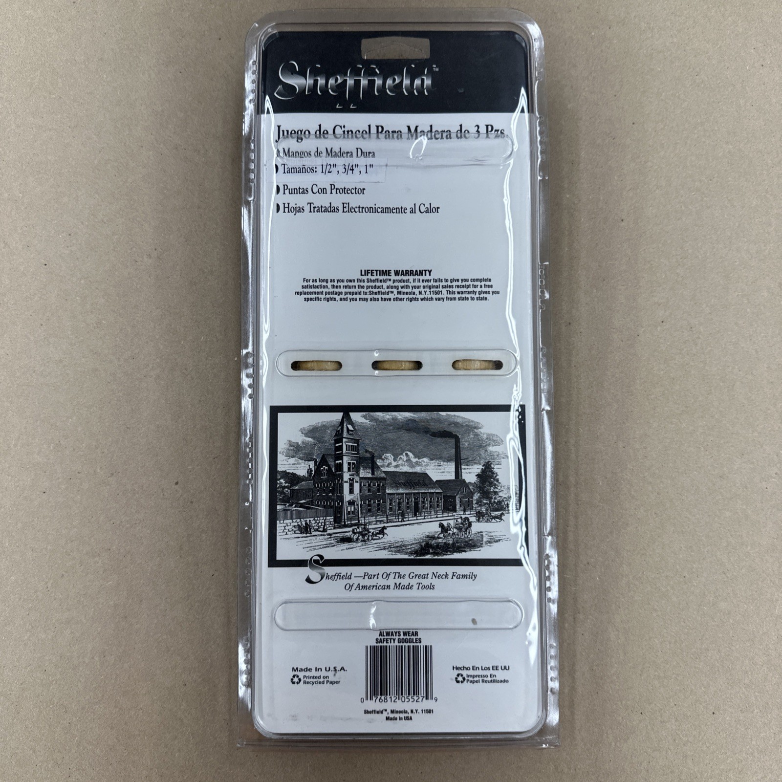 NOS Sheffield 3 PC Wood Chisel Set Hardwood Handles 1/2 3/4 1"  USA