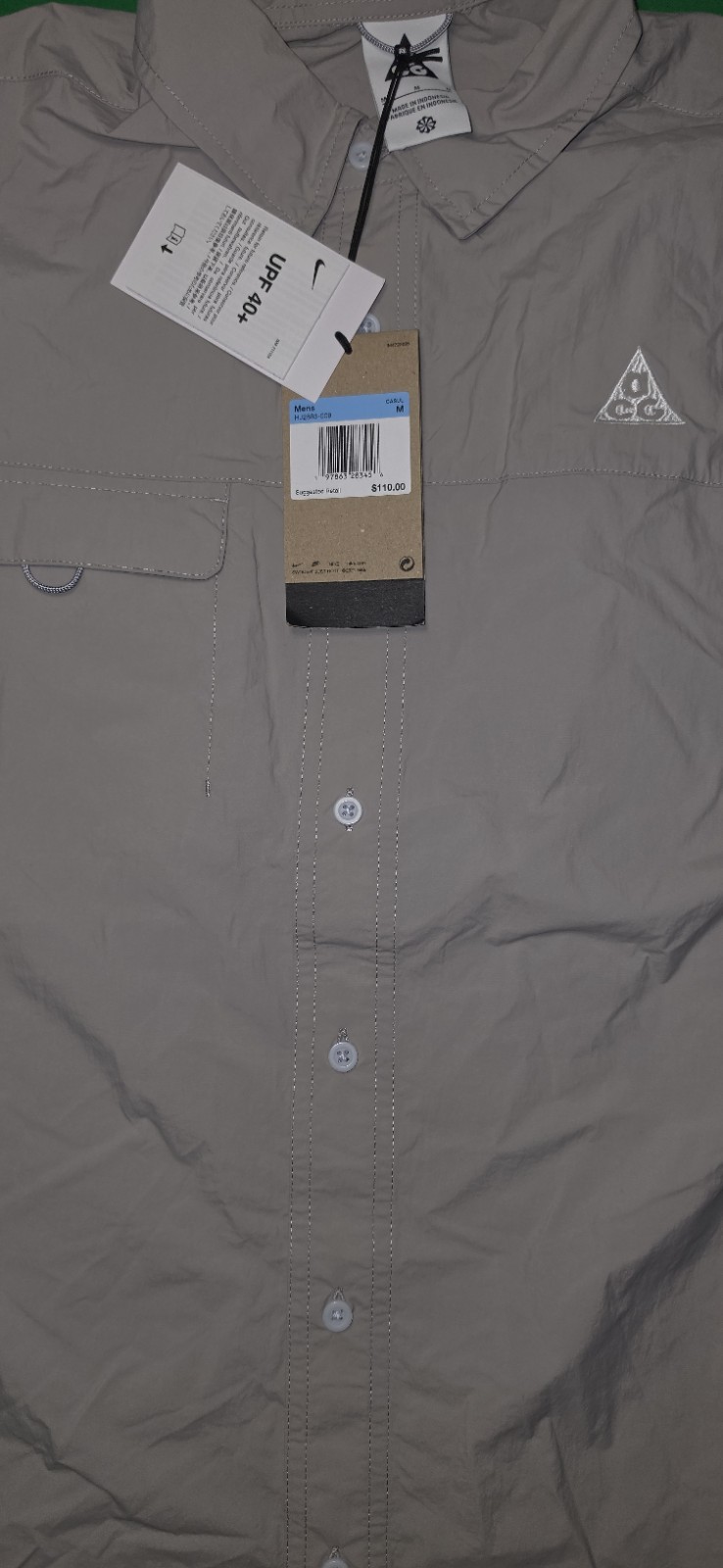Nike ACG Orb Weaver UV Short-Sleeve Shirt Size M Grey HJ2883-009
