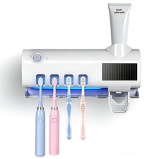 UV Light Sterilizer Toothbrush Holder Cleaner and Automatic Toothpaste Dispenser