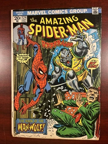 Amazing Spider-Man 124 VG Marvel 1st Man-Wolf 1973