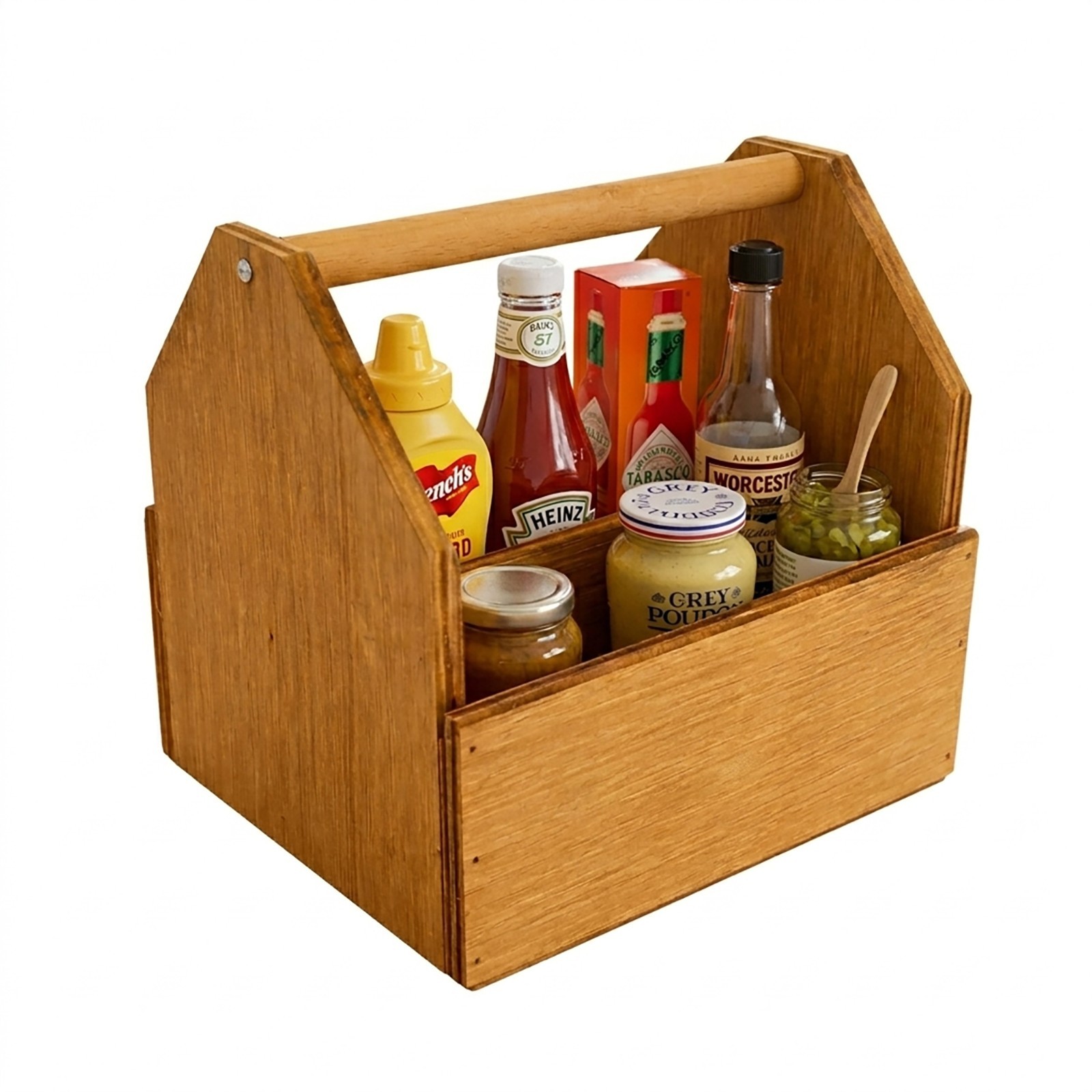 Chabrias Ltd Wooden Condiment Holder Rack Kitchen Table Sauce Organiser