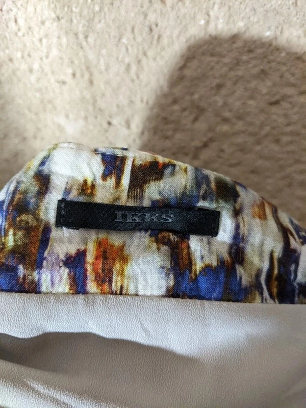 Ikks Taille 38 Superbe jupe doublée blanc ocre bleu - Photo 3/4